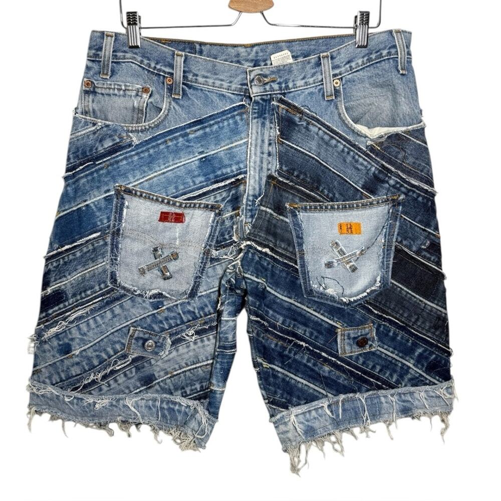 Levi’s Rare Patchwork Reworked Vintage Jean Denim Shorts - 36
